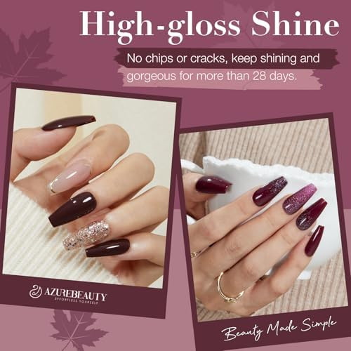 AZUREBEAUTY Dip Powder Nail Kit Starter Glitter Purple Nude Brown 8 Colors  30 Pcs with Nail Swatch Sticks Dipping Powder Liquid Set