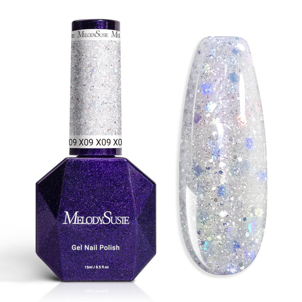 MelodySusie Galaliver Nude Pink Glitter Gel Nail Polish, 15ML Sparkly Pink Shimmer Gel Polish Soak Off UV LED Cured Long Lasting Gift for Women DIY Nail Design Nail Art Manicure X03