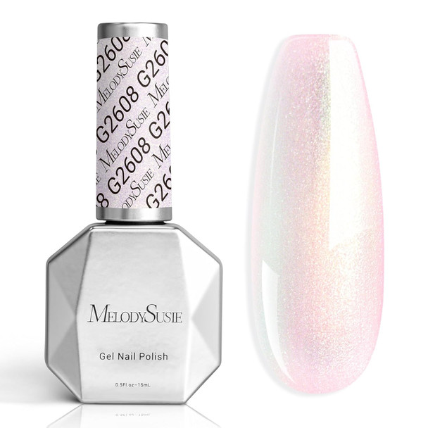 MelodySusie Galaliver Nude Pink Glitter Gel Nail Polish, 15ML Sparkly Pink Shimmer Gel Polish Soak Off UV LED Cured Long Lasting Gift for Women DIY Nail Design Nail Art Manicure X03