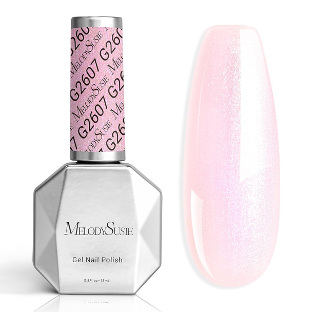MelodySusie Galaliver Nude Pink Glitter Gel Nail Polish, 15ML Sparkly Pink Shimmer Gel Polish Soak Off UV LED Cured Long Lasting Gift for Women DIY Nail Design Nail Art Manicure X03