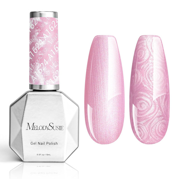 MelodySusie Galaliver Nude Pink Glitter Gel Nail Polish, 15ML Sparkly Pink Shimmer Gel Polish Soak Off UV LED Cured Long Lasting Gift for Women DIY Nail Design Nail Art Manicure X03