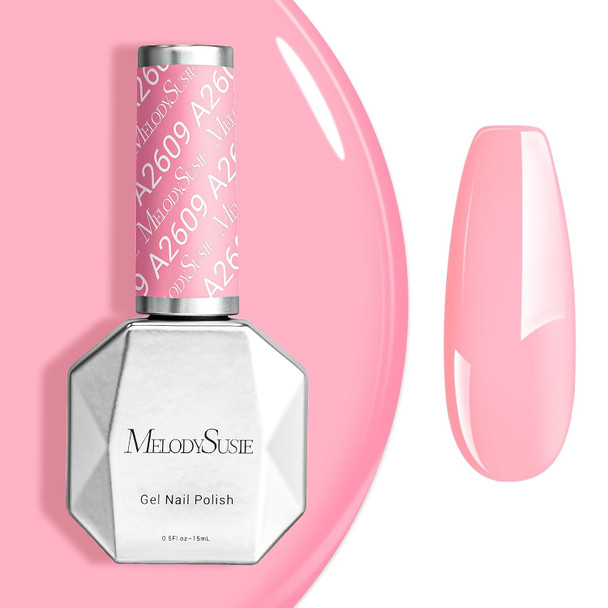 MelodySusie Galaliver Nude Pink Glitter Gel Nail Polish, 15ML Sparkly Pink Shimmer Gel Polish Soak Off UV LED Cured Long Lasting Gift for Women DIY Nail Design Nail Art Manicure X03