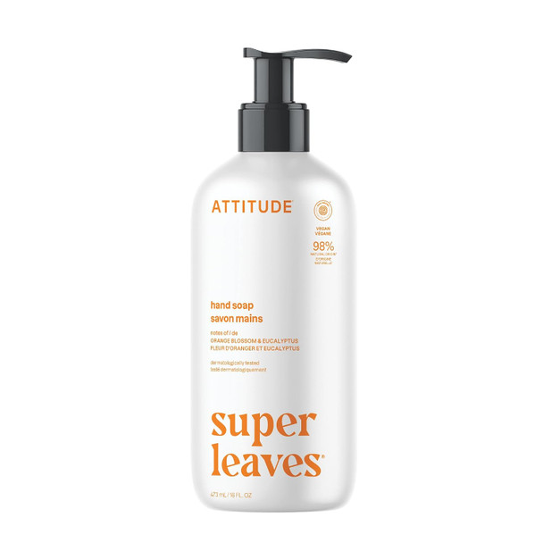 ATTITUDE Liquid Hand Soap, EWG Verified, Plant and Mineral-Based, Vegan Personal Care Products, 16 Fl Oz
