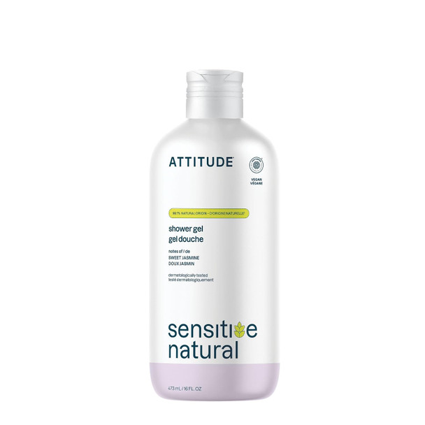 ATTITUDE Body Wash for Sensitive Skin with Oat, EWG Verified, Dermatologically Tested, Vegan, Extra Gentle,16 Fl Oz