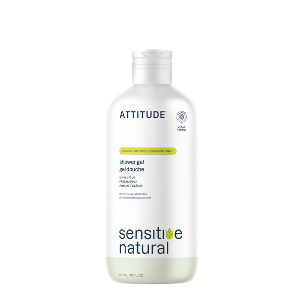 ATTITUDE Body Wash for Sensitive Skin with Oat, EWG Verified, Dermatologically Tested, Vegan, Extra Gentle,16 Fl Oz