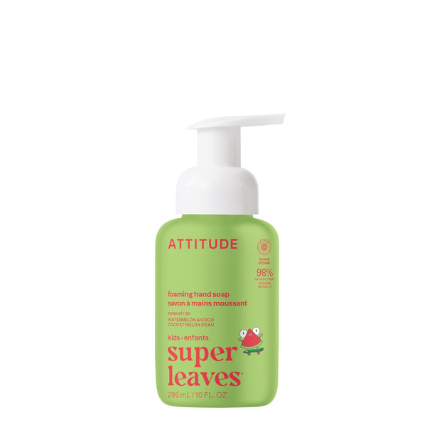 ATTITUDE Foaming Hand Soap for Kids, EWG Verified, Dermatologically Tested, Plant- and Mineral-Based Ingredients, Vegan, 10 Fl Oz