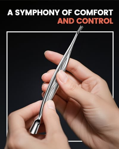 BEZOX Cuticle Pusher with Trimmer - Elegant Precision Cuticles Fork, Dual-Ended Stainless Steel Manicures and Pedicures Tool for Exquisite Nail Care - Silver