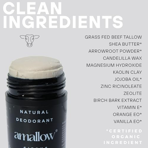 Amallow - Natural Deodorant - Aluminum Salt-Free, Tallow-Based, Baking Soda-Free, with Magnesium & Zinc - Long-Lasting Odor Protection - Handcrafted in the USA -