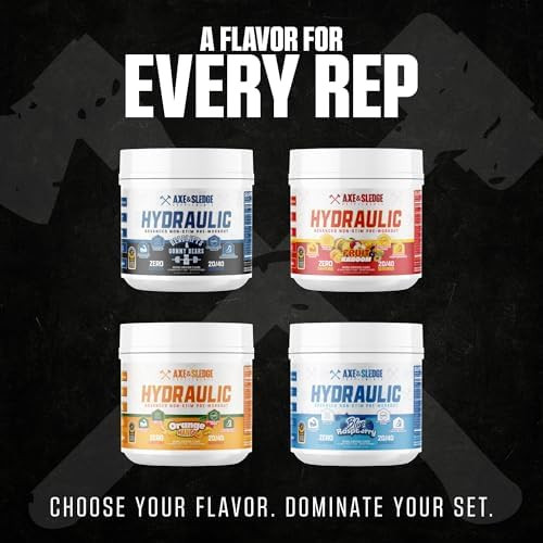 Axe & Sledge Hydraulic Stim-Free Pre-Workout Powder for Men & Women | Performance, Stamina, Focus, Pumps | L-Citrulline, Beta Alanine, Creatine, Caffeine-Free | 40 Servings