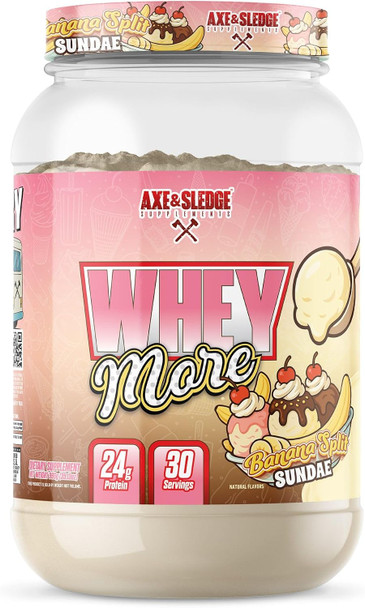 Axe & Sledge WHEY More Premium Protein Blend | 24g Protein, Whey Concentrate & Isolate | Prebiotic Fiber for Enhanced Absorption | 28 Servings, Muscle Recovery Support, Myovera®, DigeSEB®