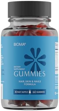 BIOMA Hair Skin & Nails Beauty Gummies - Supports Growth & Strength with Biotin Collagen Zinc & Vitamins C & D - Gluten-Free - 60 Gummies (30-Day Supply)