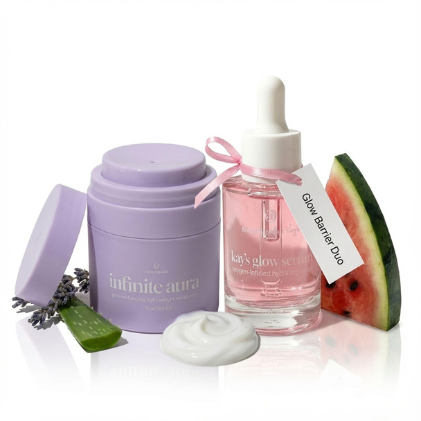 Bohemia Skin Glow Serum & Infinite Aura Moisturizer Bundle - THD Vitamin C Face Serum + Ceramide & Hyaluronic Barrier Repair Cream with Copper Peptide 1 fl oz + 1.7 fl oz