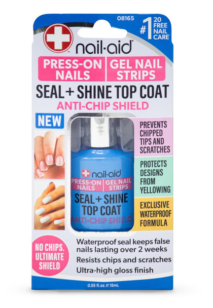 Nail-Aid - SEAL & SHINE TOP COAT – Waterproof Nail Protection for Press-Ons, Gel Nail Strips & False Nails – High Gloss Scratch Resistant Finish