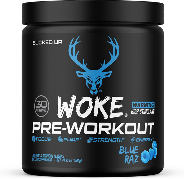 Bucked Up Woke HIGH STIM Pre Workout Best Tasting Focus Nootropic Pump Strength and Growth