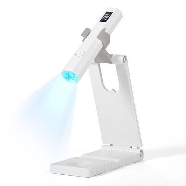 SAVILAND Hand Held U V Light for Nails Portable Flash Cure Lamp for Salon | Foldable stand, LCD screen, 20/60s timer, Rechargeable, for gel nails, Pink design for gel tip & rhinestone curing