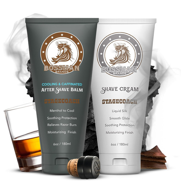 Bossman Cooling & Caffeinated After Shave Balm for Men – Soothes & Protects with Menthol, Caffeine & Tea Tree