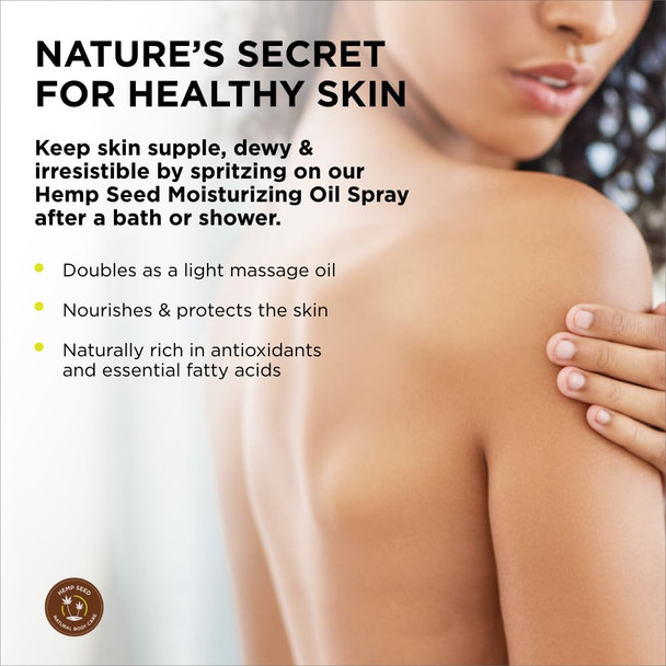 Hemp Seed Moisturizing Oil Spray 8 oz  Smooth Moisturize and Protect Skin  With Vitamin E + Hemp Seed Coconut and Avocado Oils Vegan Cruelty Free