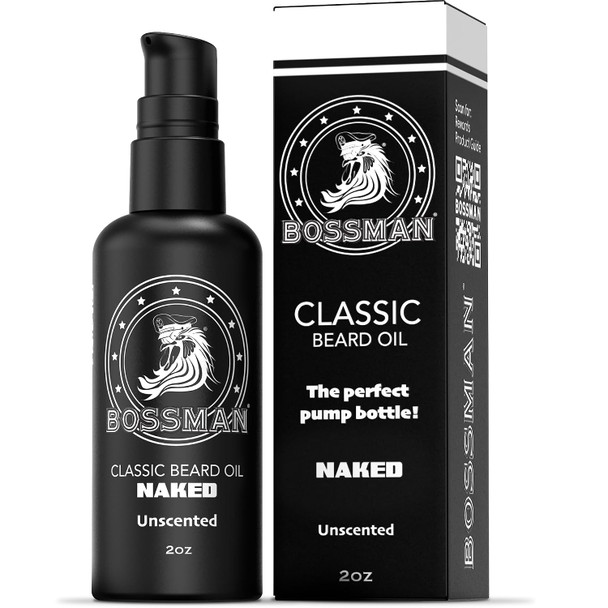 Bossman Organic Mustache & Beard Oil for Men, 2 oz – Natural Beard Moisturizer with Jojoba, Argan & Avocado Oils