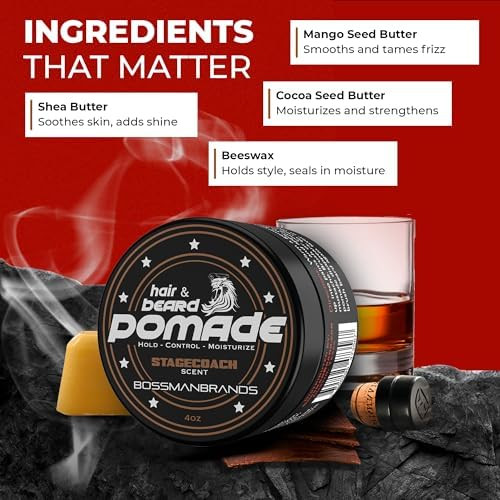 Bossman Hair & Beard Pomade for Men - 4oz