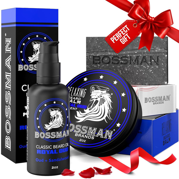 Bossman Starter Beard Kit for Men, Beard Oil (2 oz), Beard Balm & Bar Soap – Natural & Organic Grooming Kit – Made in the USA Men Gift Set