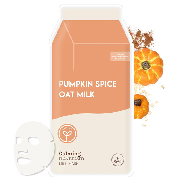 ESW Beauty Pumpkin Spice Oat Milk Face Mask Korean Skin Care 1 Pack Soothing Face Mask with Pumpkin Extract for Dry Sensitive Skin Support Calms and Softens Skincare for Women Fall Essentials