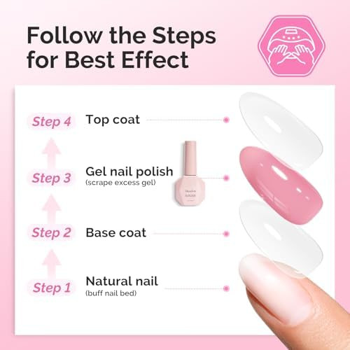 MelodySusie Jelly Gel Nail Polish Set,6 Transparent Colors,Milky or Jelly Texture,Classic Basic Colors Soak Off UV LED Light Cure or Salon Manicure and Nail Art DIY at Home