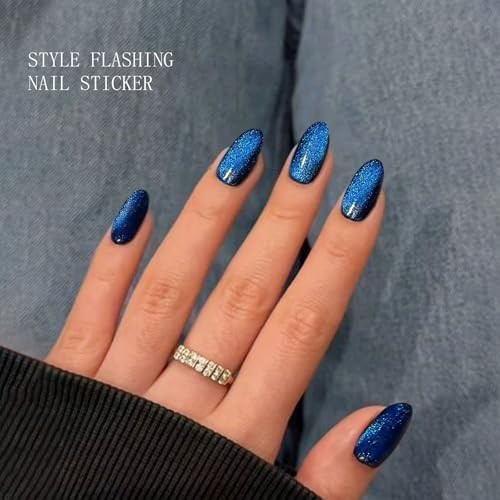 JMEOWIO Cat Eye Semi Cured Gel Strips Wraps Nail Art Sticker