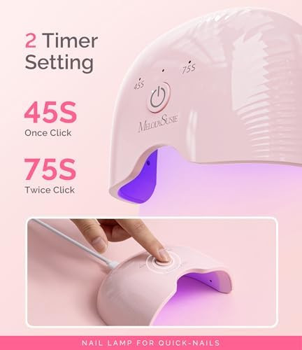 MelodySusie Lightweight Compact UV Nail Lamp P-Art06F for Half-Cured Gel | 6W, 45s/75s Timer, One-Button Control, 6 UV/LED Beads, Base Coat, Top Coat, Beginners, Corded