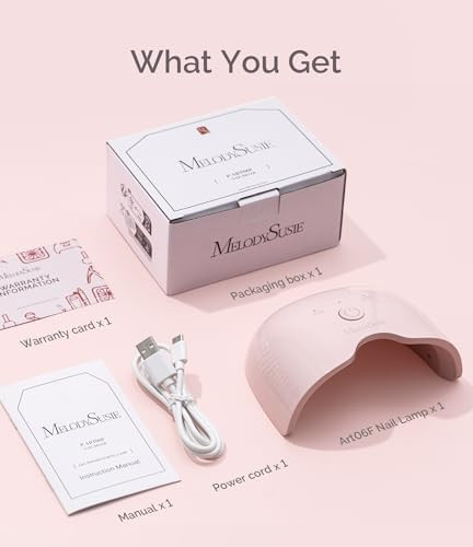 MelodySusie Lightweight Compact UV Nail Lamp P-Art06F for Half-Cured Gel | 6W, 45s/75s Timer, One-Button Control, 6 UV/LED Beads, Base Coat, Top Coat, Beginners, Corded