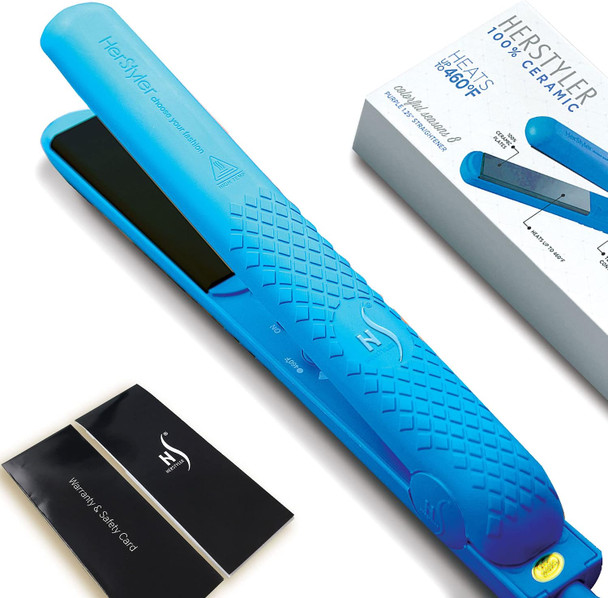 Herstyler Colorful Seasons Ceramic Flat Iron Travel Friendly 1.25 inch Dual Voltage Hair Straightener