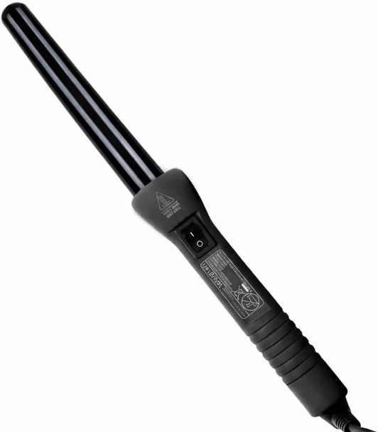 HerStyler Grande Ceramic Curling Iron Tapered Barrel 1 Inch Dual Voltage Curling Wand Negative Ion Technology Creates Long Lasting Curls