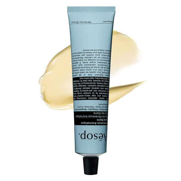 Aesop Resurrection Aromatique Travel Size Hand Balm | Lotion with Sweet Almond and Macadamia Nut to Nourish Dry Hands | 2.4 oz / 75mL