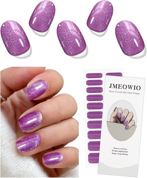 JMEOWIO Cat Eye Semi Cured Gel Strips Wraps Nail Art Sticker