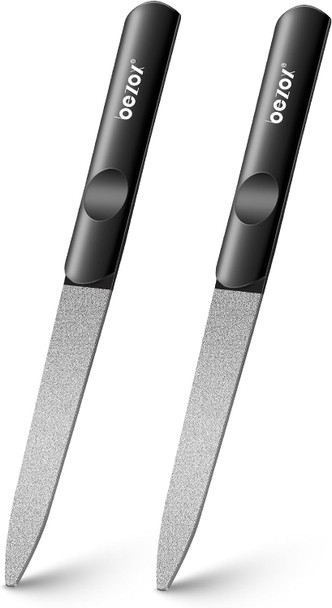 BEZOX Metal Nail File | 2PCS Double-Sided Precision Fingernail Files for Women, Stainless Steel Finger Nail Buffer