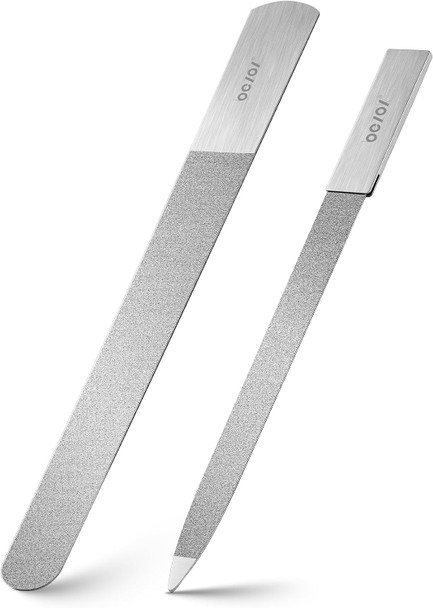 BEZOX Metal Nail File | 2PCS Double-Sided Precision Fingernail Files for Women, Stainless Steel Finger Nail Buffer