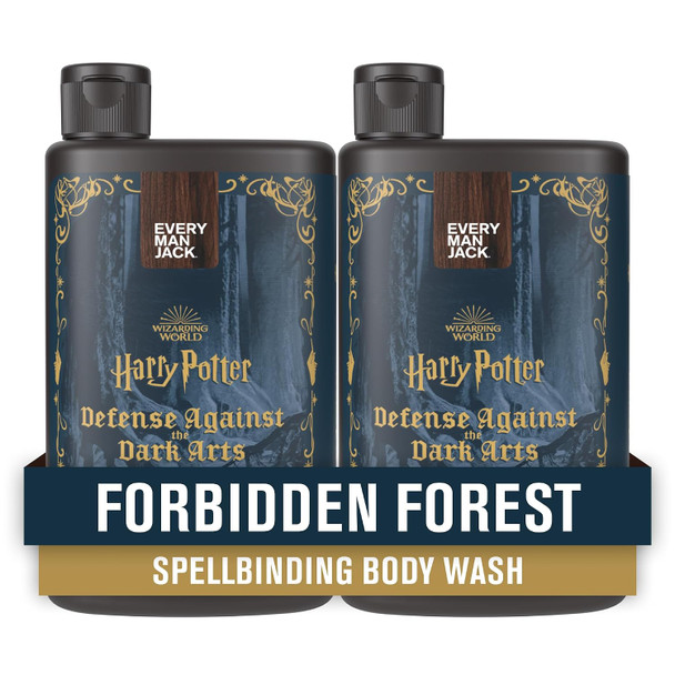 Every Man Jack Harry Potter Body Wash for Men Forbidden Forest 2pk Hogwarts Inspired Scents Naturally Derived Glycerin and Coconut Based Cleansers Deep Clean Rich Lather All Day Moisture