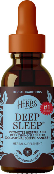 Herbs Etc. Deep Sleep Classic Liquid Extract Holistic Rest Supplement for Restful Sleep Chamomile Lemon Balm