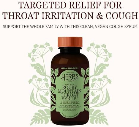 Herbs Etc. Rocky Mountain Throat Syrup Cough Syrup for Soothing Throat Care