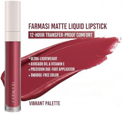 FARMASi Matte Liquid Lipstick High Impact Lightweight Color Smooth Application Even Coverage Comfortable Feel Precise Color Payoff Soft Lip Feel Flexible Day To Night Wear