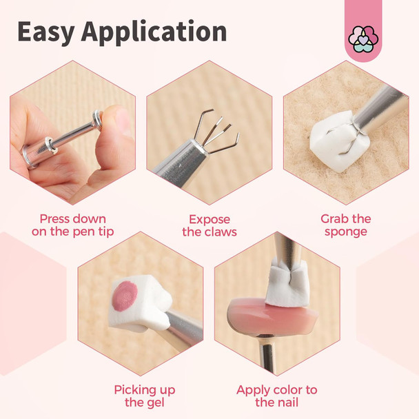 SAVILAND Nail Sponges for Ombre 100PCS with Grabbing Pen & Storage Box | High-Density Nail Art Sponge with Ergonomic Grabbing Pen, Delivers Streak-Free Seamless Aura & Ombre Nail Gradients