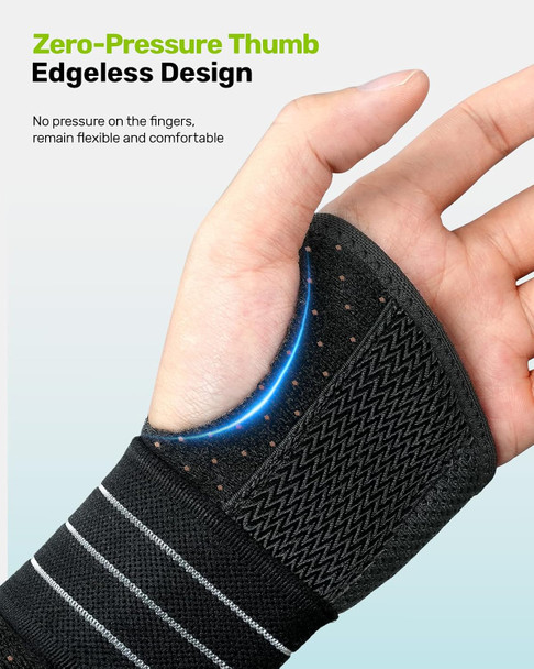 Rakiie Carpal Tunnel Wrist Brace, Ergonomic Night Support Brace with 3 Metal Splints for Arthritis & Tendonitis Relief, Breathable Hand Splint Stabilizer for Men Women (Right Hand, Gray, Medium)