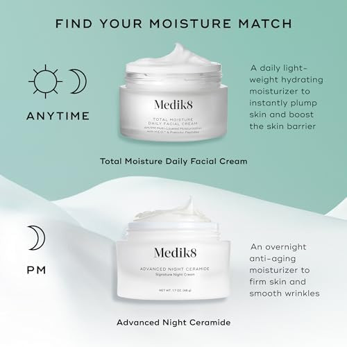 Medik8 Total MoisMedik8 ture Daily Facial Cream - Hydrating Peptide Face Moisturizer with Hyaluronic Acid - Face Cream Supports Skin Barrier - 1.6 oz