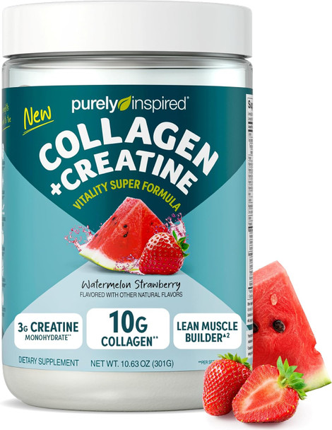 Purely Inspired Collagen Powder for Women & Men, Unflavored (20 Servings) | 20g Hydrolyzed Collagen Peptides Protein Powder - Grass-Fed & Pasture Raised Supports Hair, Nail, Skin, Bone, & Joint Health