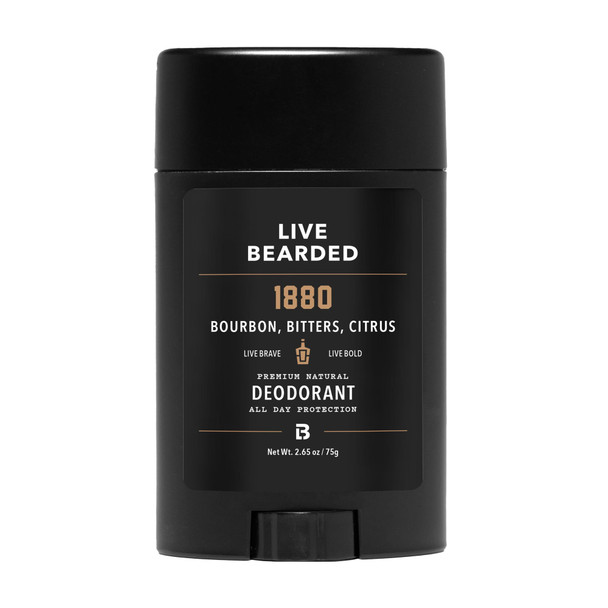 LIVE BEARDED® Men's Aluminum Free Deodorant, 1 Stick, Tombstone Scent | Activated Charcoal Formula, Aluminum-Free, No Parabens or Sulfates, Long-Lasting Natural Odor Control for Men