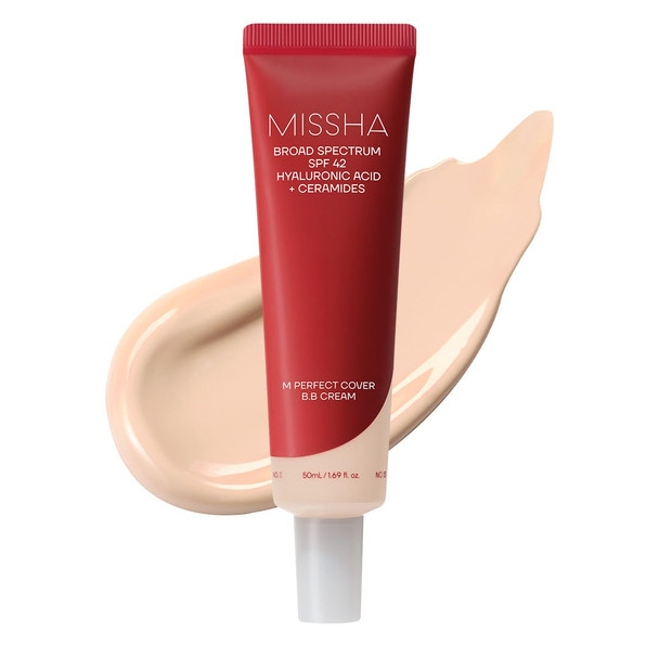 MISSHA M Perfect Cover BB Cream, SPF 42 PA+++ 1.69 oz | Light skin with cool undertones; tinted moisturizer for face, buildable coverage, smooth natural finish, daily wear