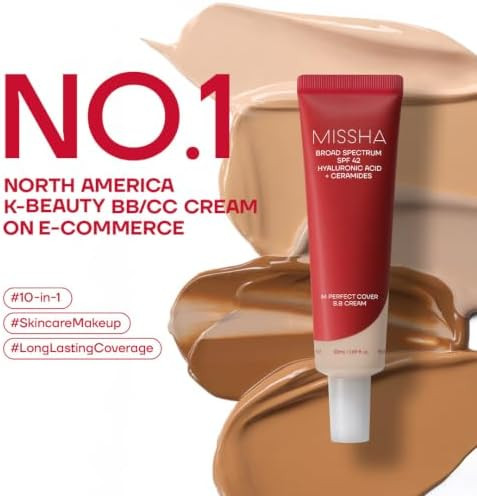 MISSHA M Perfect Cover BB Cream, SPF 42 PA+++ 1.69 oz | Light skin with cool undertones; tinted moisturizer for face, buildable coverage, smooth natural finish, daily wear