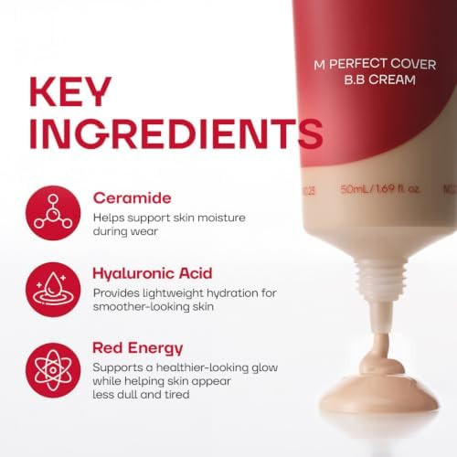 MISSHA M Perfect Cover BB Cream, SPF 42 PA+++ 1.69 oz | Light skin with cool undertones; tinted moisturizer for face, buildable coverage, smooth natural finish, daily wear