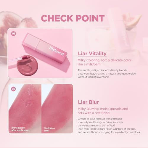 lilybyred Sweet Liar Milky Tint | Korean Moisture Matte Lip Stain, Milk Foam Texture, Hydro-Matte Barrier, Blurring Soft, Lightweight, Long-Lasting, Smudge-Proof