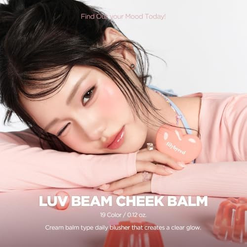 lilybyred Luv Beam Cheek Balm | Heart-Shaped Korean Cream Blush, Semi-Matte, Healthy Glow, Long-Lasting, Blendable & Buildable, Lightweight, Natural-Looking Color, 0.12 oz (06 Fliuffy Peach)