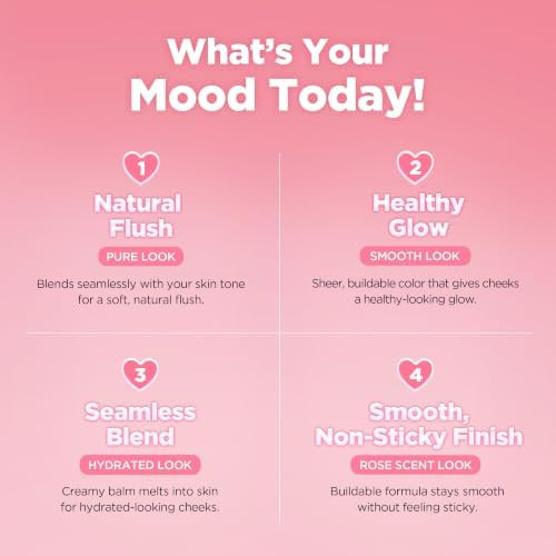 lilybyred Luv Beam Cheek Balm | Heart-Shaped Korean Cream Blush, Semi-Matte, Healthy Glow, Long-Lasting, Blendable & Buildable, Lightweight, Natural-Looking Color, 0.12 oz (06 Fliuffy Peach)